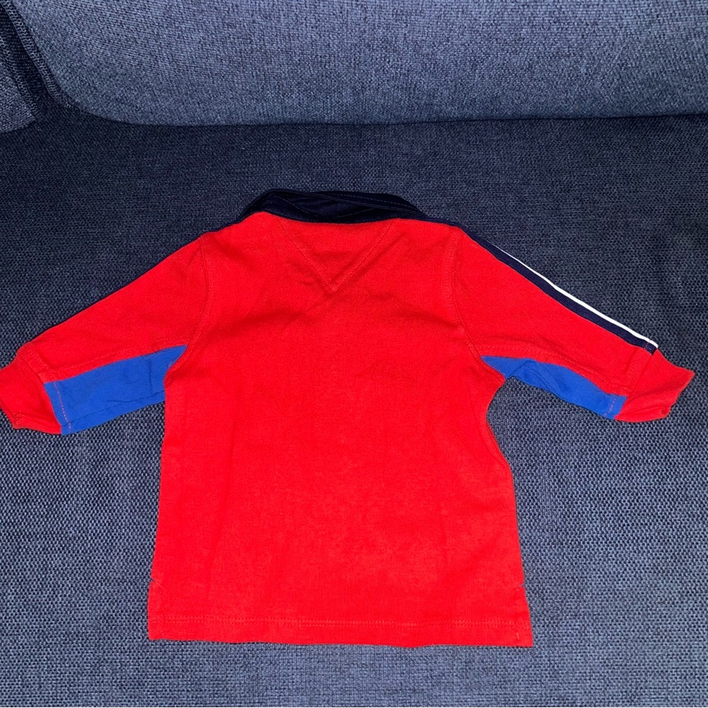 Tommy Hilfiger long sleeve collared shirt red white and blue 3-6 months boys NWT - Picture 2 of 5